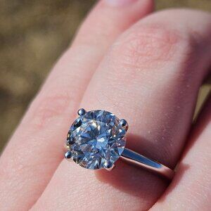 14K White Gold 3.00Ct Lab Created Diamond Solitaire Engagement Ring Size 6.75